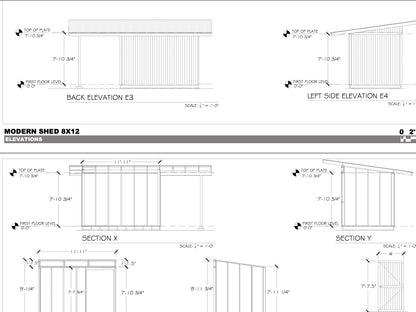 Modern Shed Plans - 8X12, 10X12, 8X20 feet