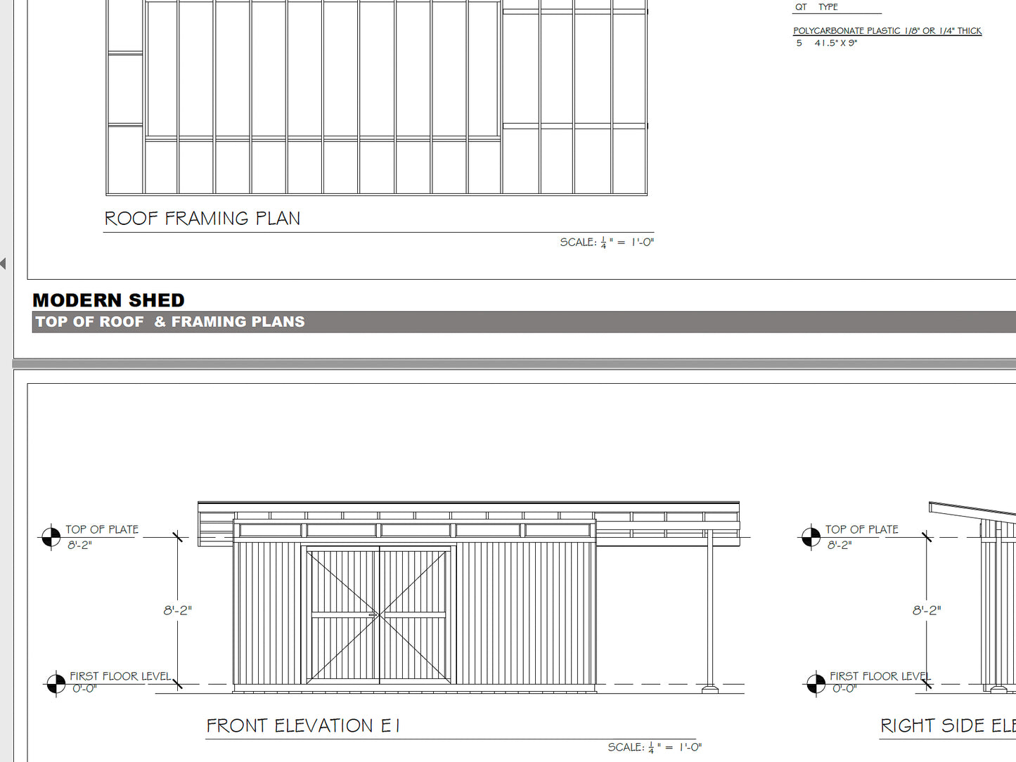 Modern Shed Plans - 8X12, 10X12, 8X20 feet