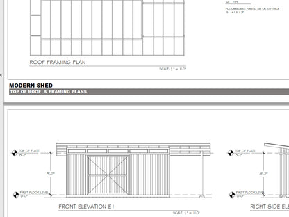 Modern Shed Plans - 8X12, 10X12, 8X20 feet